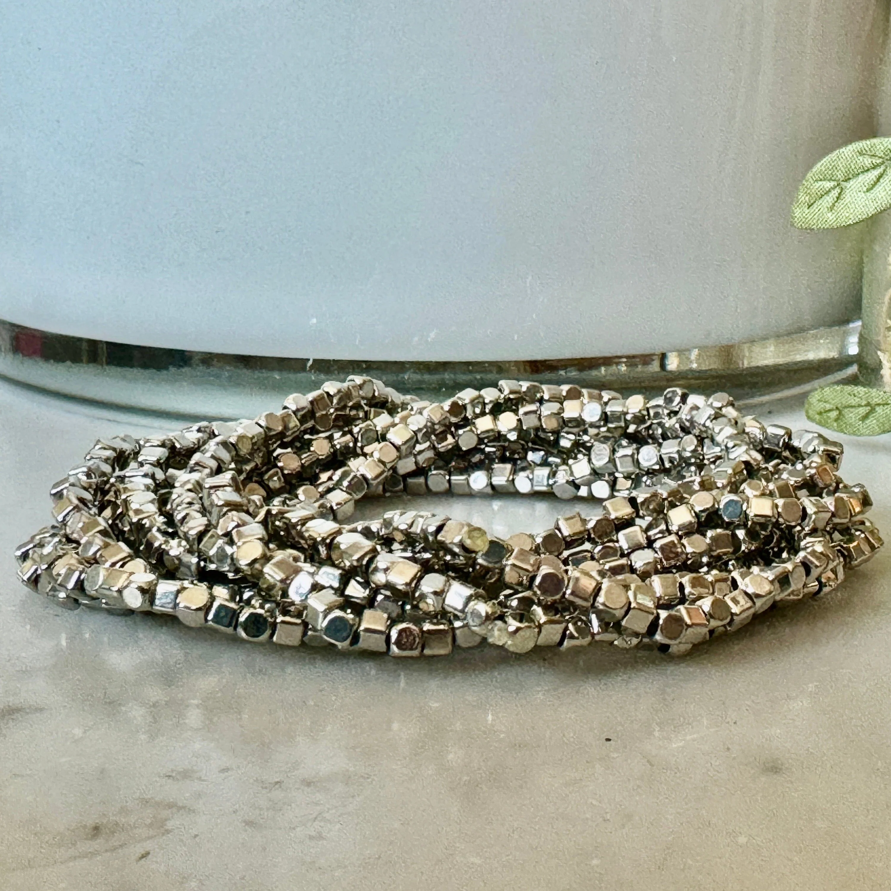 9 pc Stretch Bracelet Set - Silver - Image 3