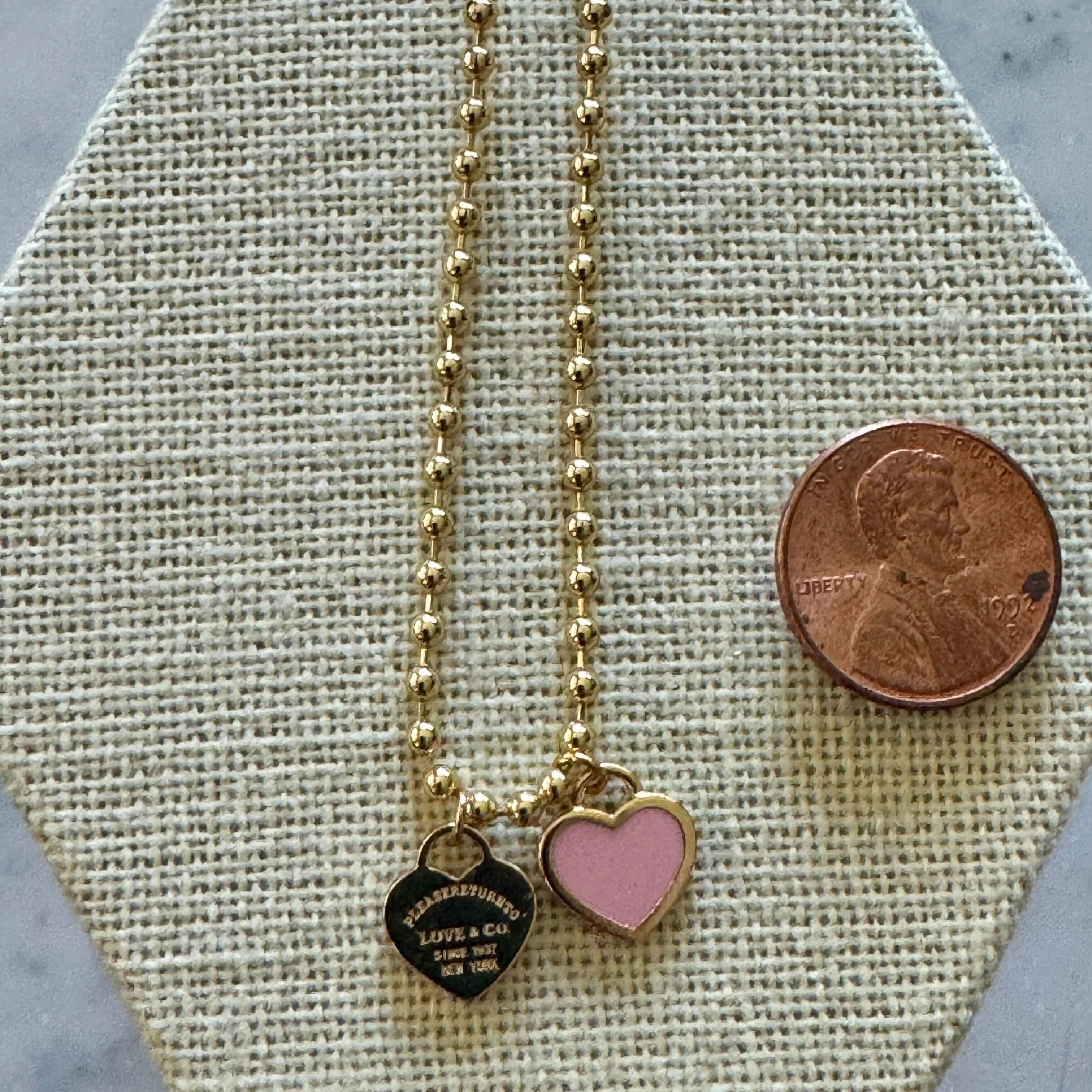 DOUBLE HEARTS ON BALL CHAIN - Gold - Image 10