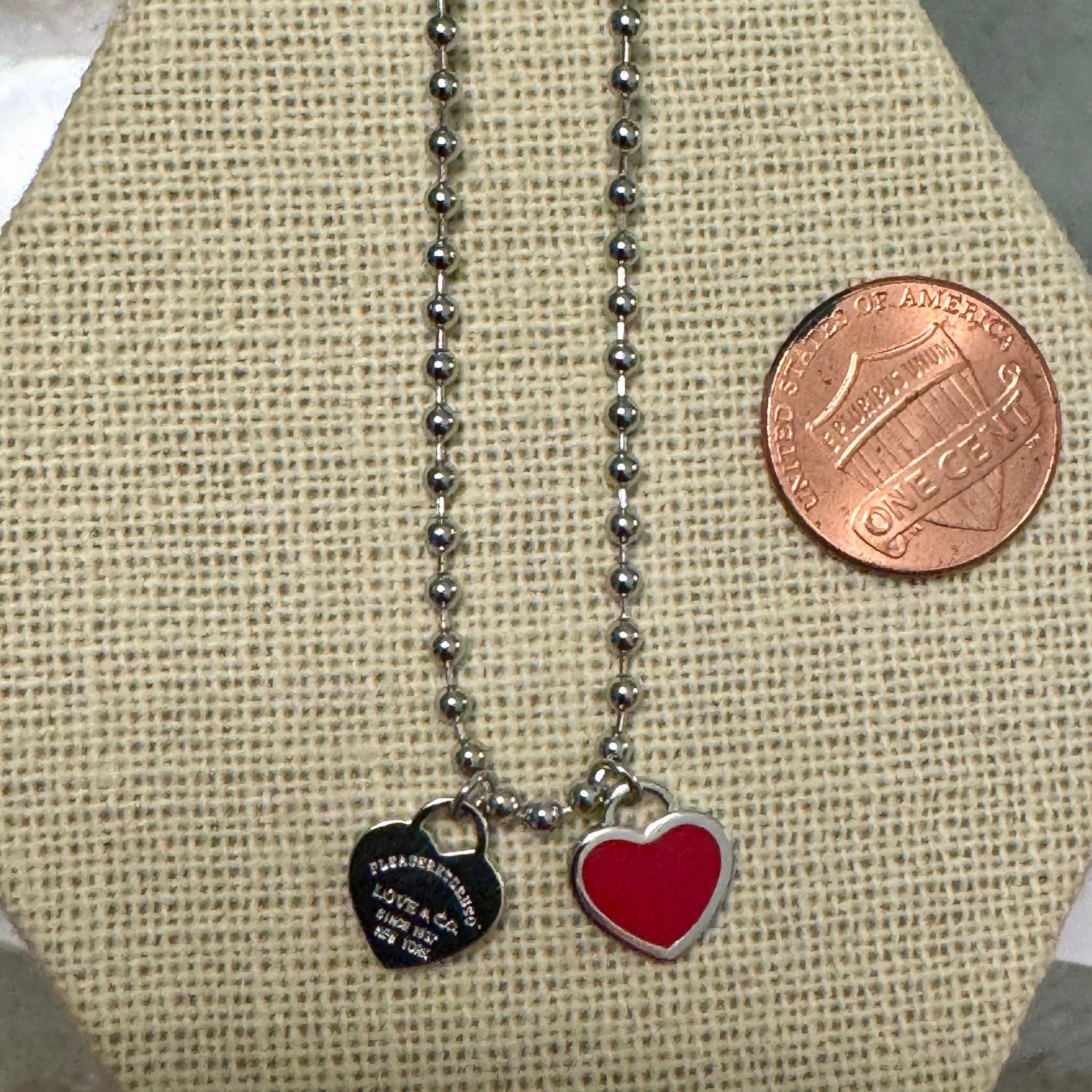 DOUBLE HEARTS ON BALL CHAIN - Silver - Image 11