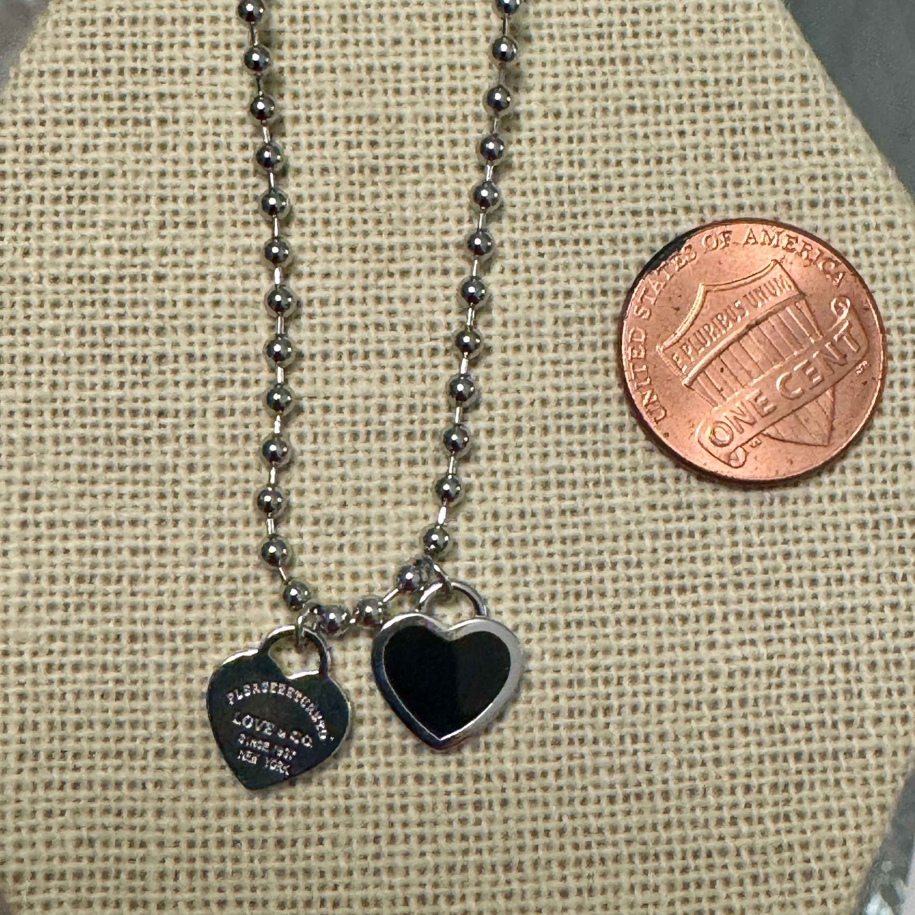 DOUBLE HEARTS ON BALL CHAIN - Silver - Image 12