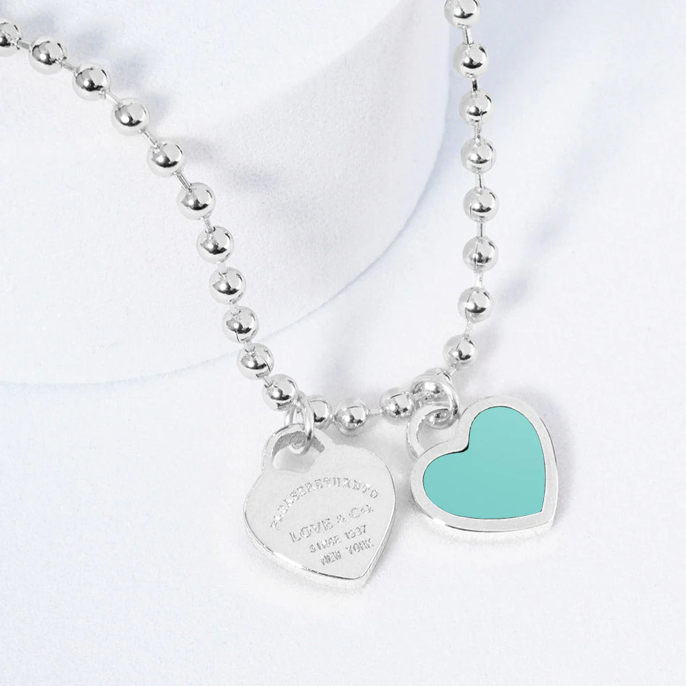 DOUBLE HEARTS ON BALL CHAIN - Silver - Image 4