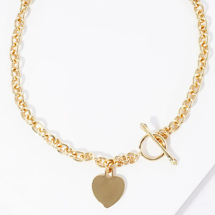 Heart Pendant with Toggle Clasp - Gold - Image 3