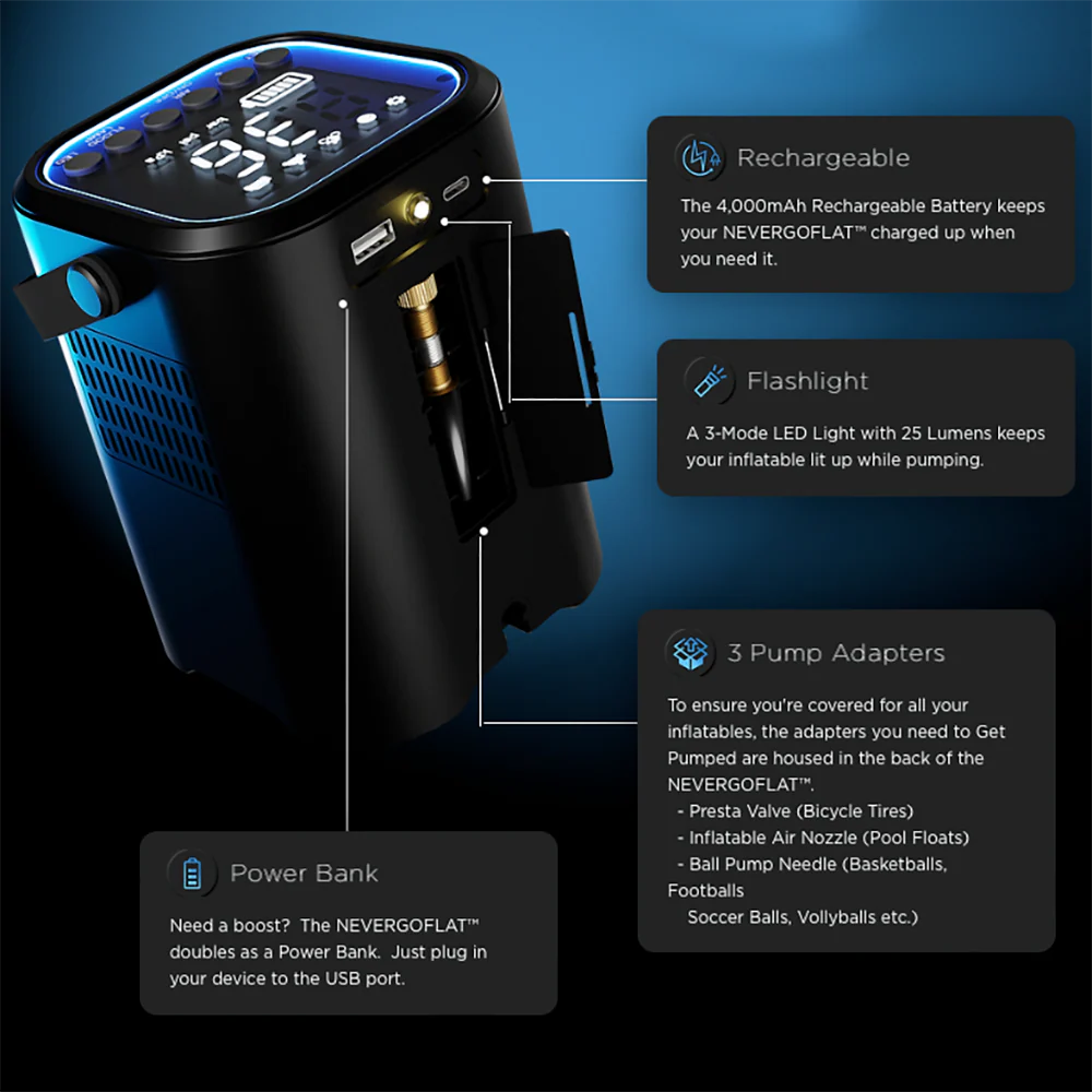 NeverGoFlat - Portable Air Compressor, Power Bank & Flashlight - Image 31