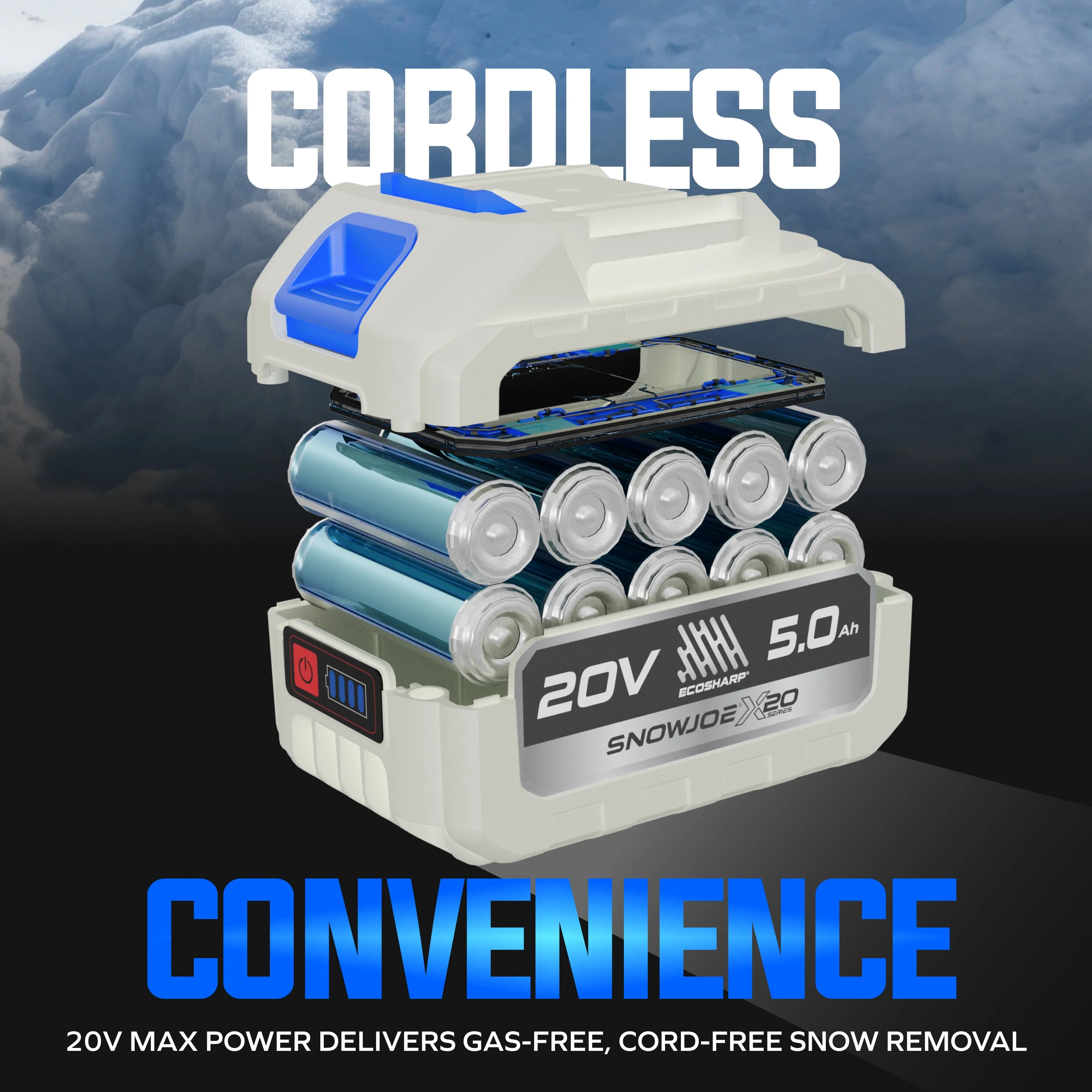 Snow Joe ECOSHARP X20-Series Cordless Snow Shovel | Directional Chute | Brushless Motor | w/ 20-Volt, 5.0 Amp-hour Battery Included - Image 8
